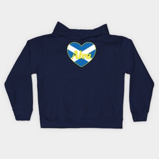 Alva Scotland UK Scotland Flag Heart Kids Hoodie